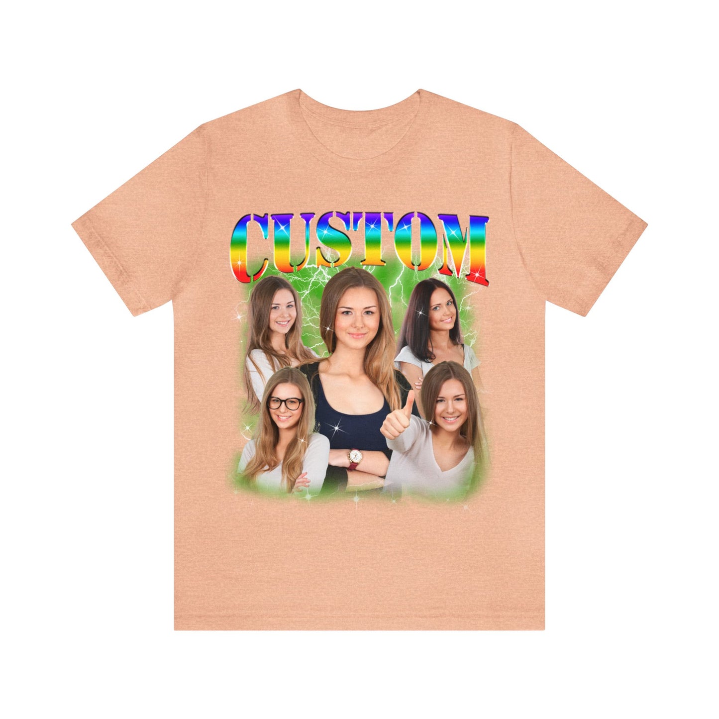 Custom Photo Bootleg Girlfriend Rainbow 90s Retro Vintage T-Shirt, Shirt with Face for Boyfriend Birthday Gift, Pictures Bootleg Tee, T1523