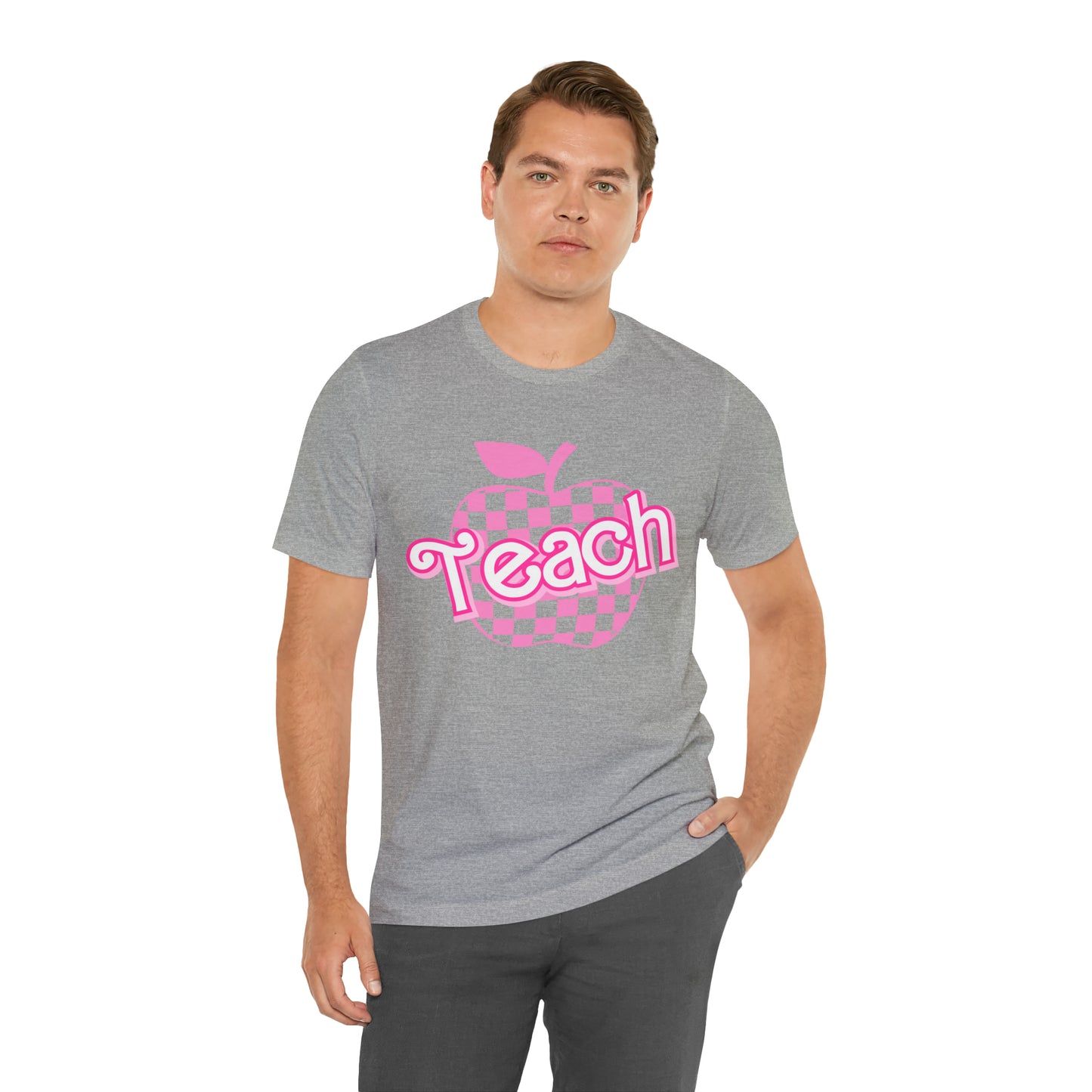 Pink Checkered Teacher Shirts, Trendy Teacher T Shirt, Retro Back to school, Teacher Appreciation, Apple Checkered Teacher Tee, T738