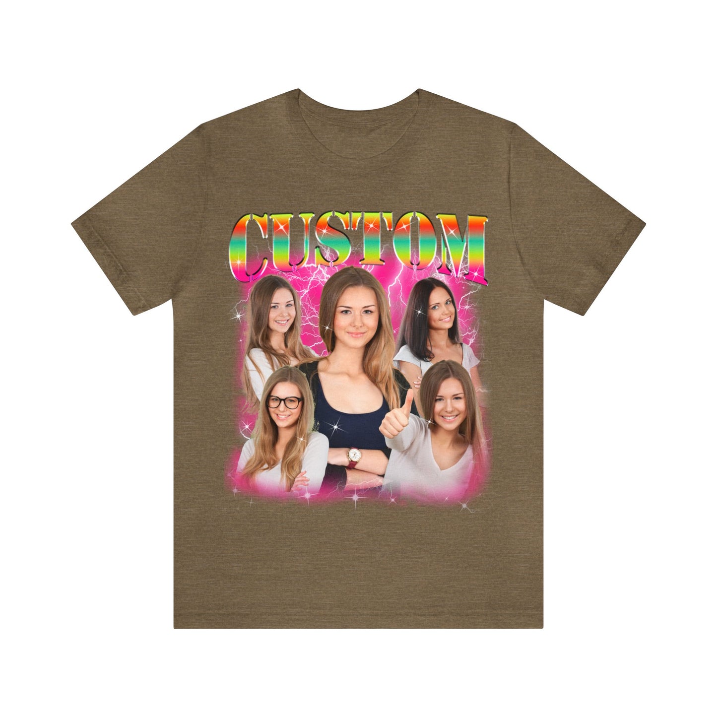 Custom Photo Bootleg Girlfriend Rainbow 90s Retro Vintage T-Shirt, Shirt with Face for Boyfriend Birthday Gift, Pictures Bootleg Tee, T1531