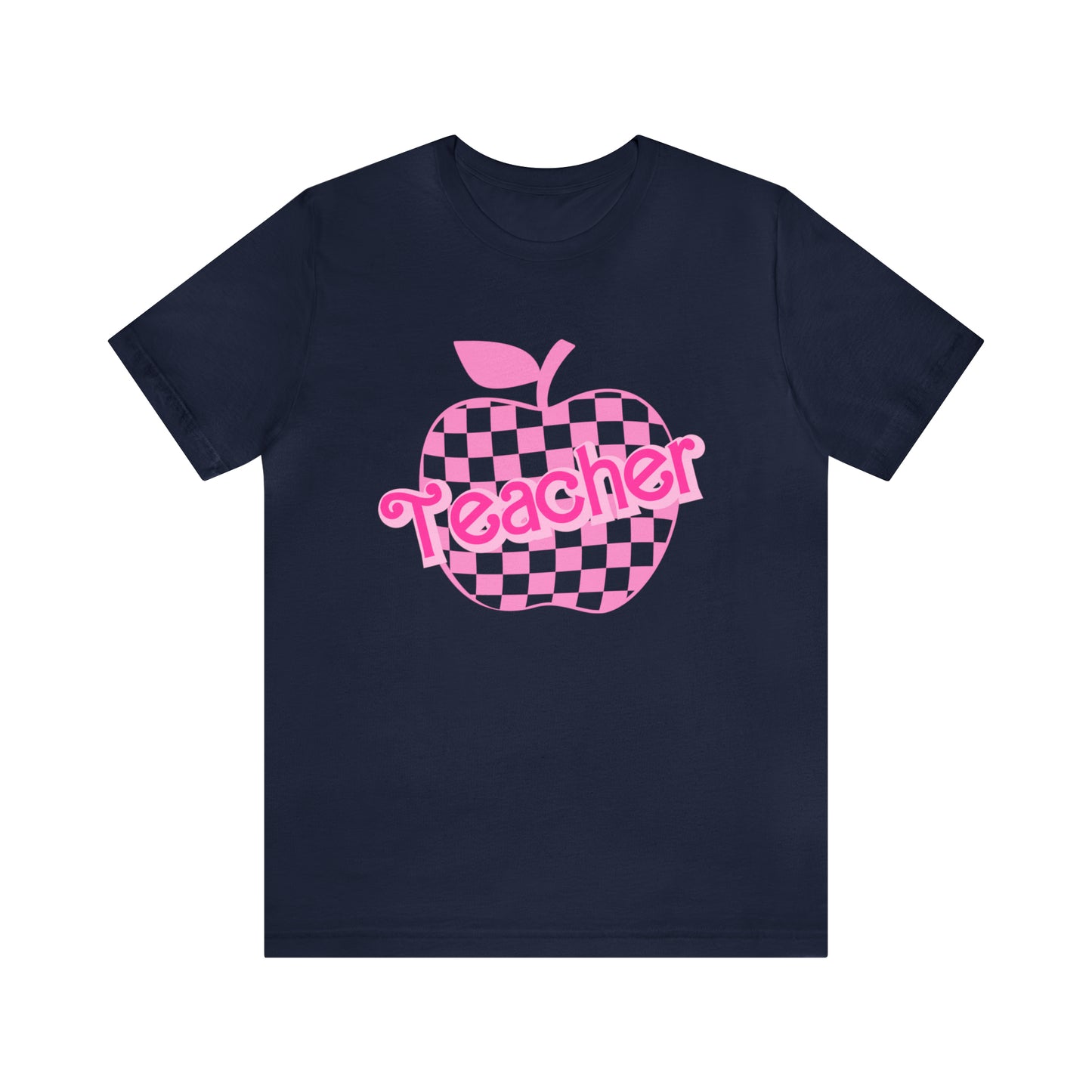 Pink Checkered Teacher Shirts, Trendy Teacher T Shirt, Retro Back to school, Teacher Appreciation, Apple Checkered Teacher Tee, T739