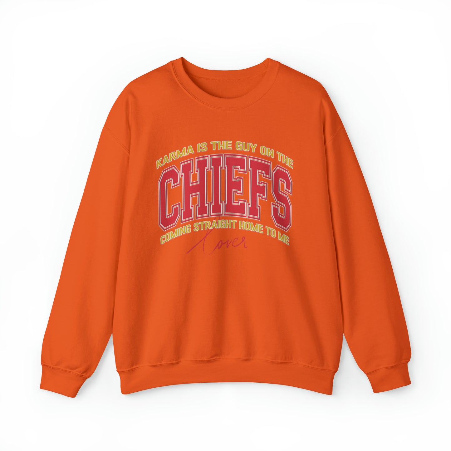 Karma Is The Guy On The Chiefs Sweatshirt, Crewneck Game Day Sweatshirt Football Sweatshirt, Coming straight home Sweatshirt, SW936