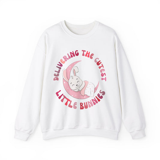 Delivering the Cutest Little Bunnies Sweatshirt, Labor and Delivery Easter Sweatshirt, L&D Shirt Catching Babies L and D Sweatshirt, S1551