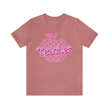 Teacher Shirt, Pink Teacher Shirts, Trendy Teacher Tshirt, Teacher Appreciation Checkered Teacher Tee, Gifts for Teachers, Teacher Era, T793