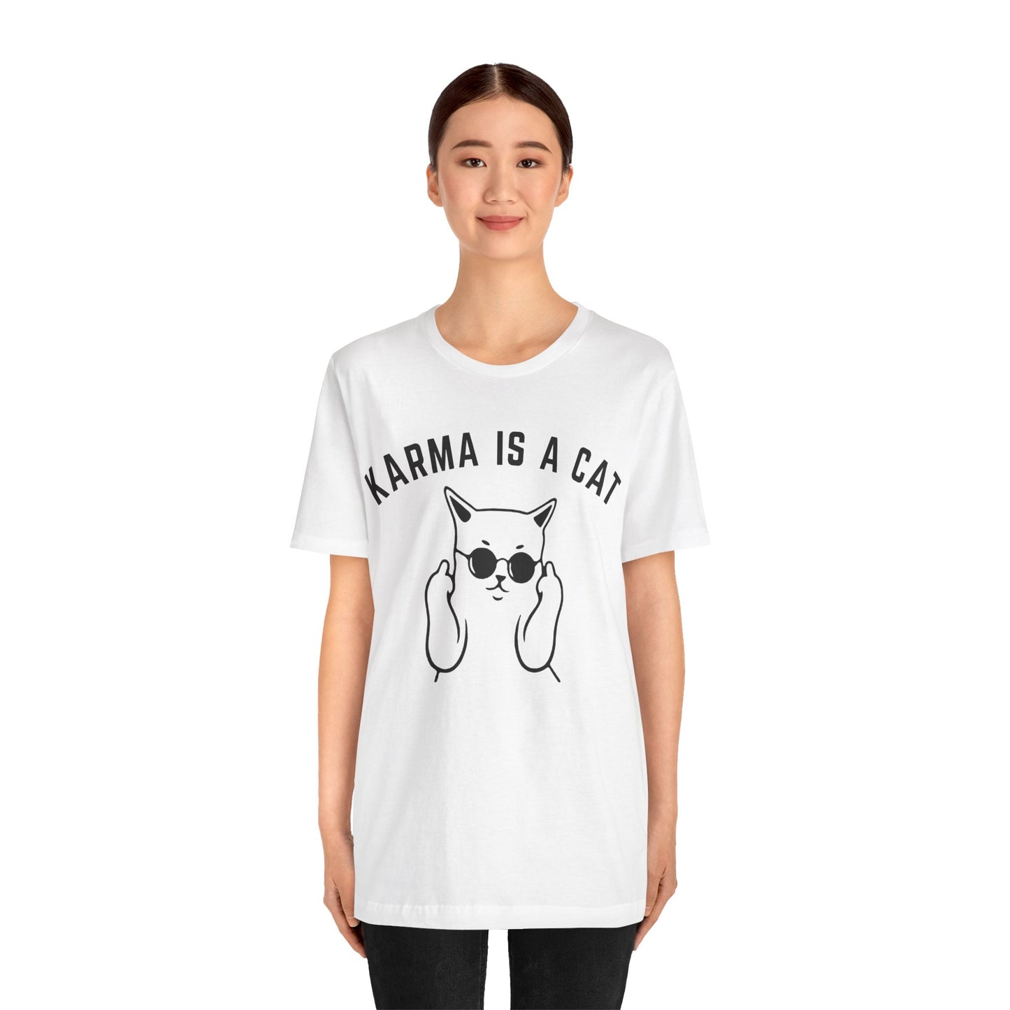 Karma Is A Cat Shirt, Funny Cat Shirt, Cat Mom Life Shirt, Cat Lover Shirt, Gift for Cat Mom, Shirt for Women, Oversized Shirt, T1113