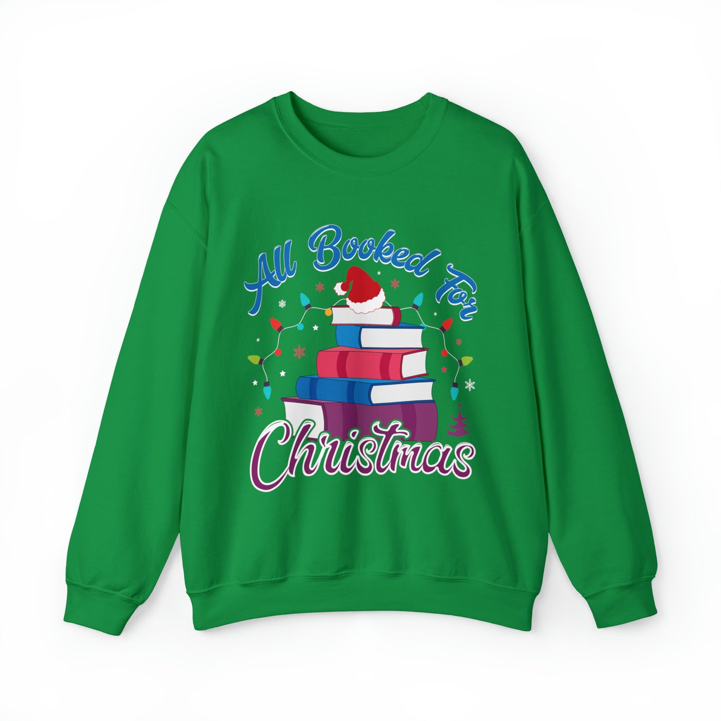 All Booked For Christmas Sweatshirt, Christmas Holiday Gift for Librarians, Books Christmas Tree Sweatshirt, Book Lover Sweatshirt, SW906