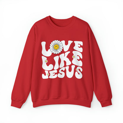 Retro Love Like Jesus Sweatshirt, Cute Jesus Sweatshirt, Women's Christian Clothing, Unisex Crewneck Christian Sweatshirt, S851