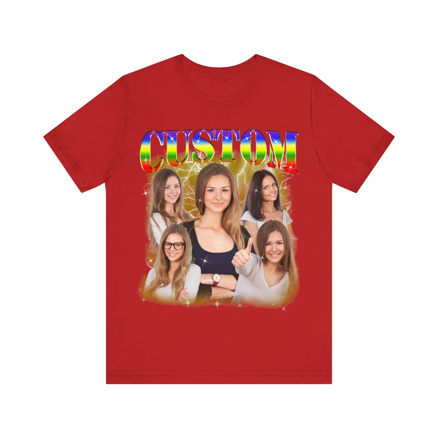 Custom Photo Bootleg Girlfriend Rainbow 90s Retro Vintage T-Shirt, Shirt with Face for Boyfriend Birthday Gift, Pictures Bootleg Tee, T1528