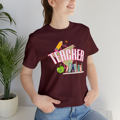 Pink Teacher Shirt, colorful teacher shirt, Teacher shirt, 90s shirt, 90s teacher shirt, colorful school shirt, T541