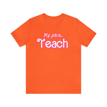 My Job is Teach Shirt, Pink Teacher Shirts, Trendy Teacher T Shirt, Retro Back to school, Teacher Appreciation, Checkered Teacher Tee, T734