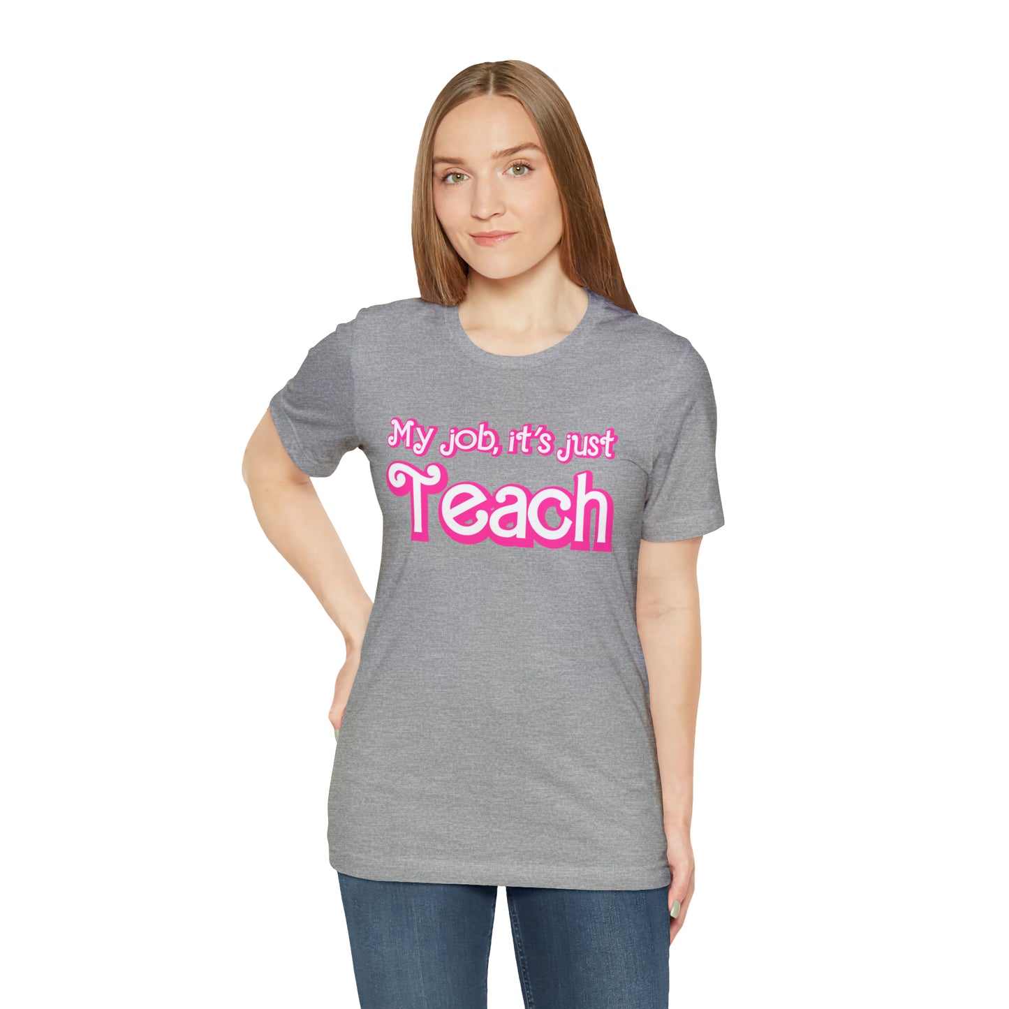 My Job is Just Teach Shirt, Pink Teacher Shirt, Trendy Teacher Shirt, Retro Back to school, Checkered Teacher Tee, Gifts For Teacher, T735