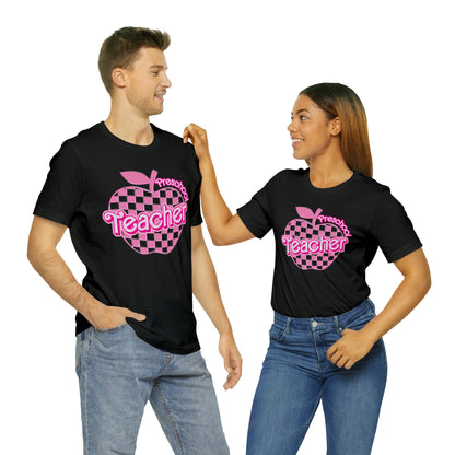 Preschool Teacher Shirt, Pink Teacher Shirts, Trendy Teacher Tshirt, Teacher Appreciation Checkered Teacher Tee, Gifts for Teachers, T798