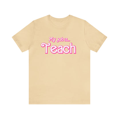 My Job is Teach Shirt, Pink Teacher Shirts, Trendy Teacher T Shirt, Retro Back to school, Teacher Appreciation, Checkered Teacher Tee, T734