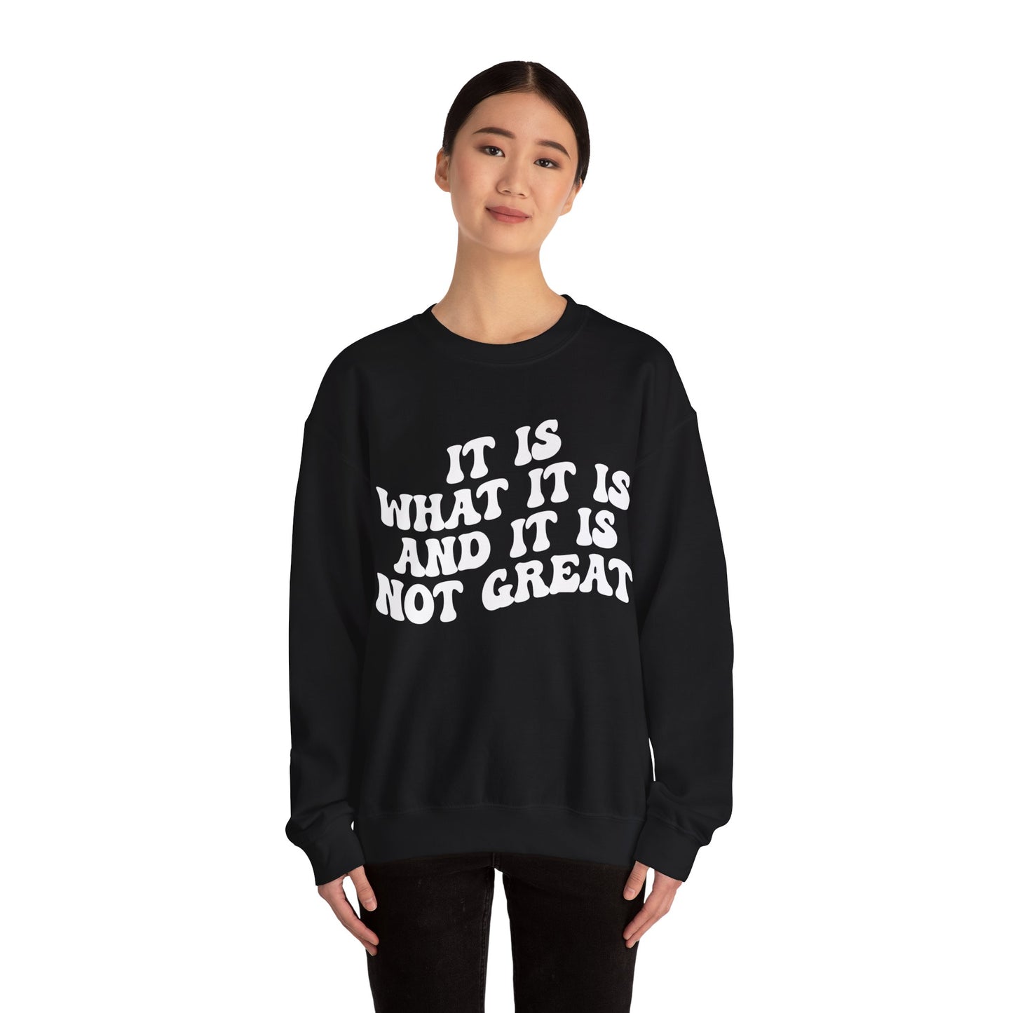 It Is What It Is And It Is Not Great Sweatshirt, Funny Quote Sweatshirt, Funny Meme Sweatshirt, Funny Mood Sweatshirt, S1514