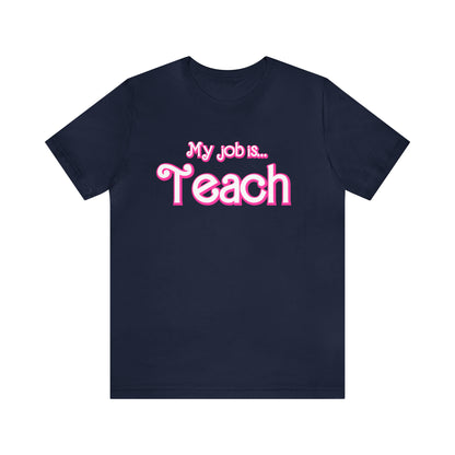 My Job is Teach Shirt, Pink Teacher Shirts, Trendy Teacher T Shirt, Retro Back to school, Teacher Appreciation, Checkered Teacher Tee, T734