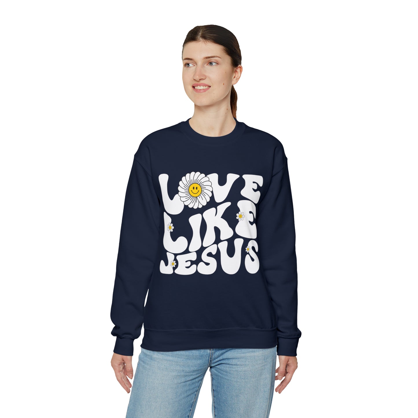 Retro Love Like Jesus Sweatshirt, Cute Jesus Sweatshirt, Women's Christian Clothing, Unisex Crewneck Christian Sweatshirt, S851