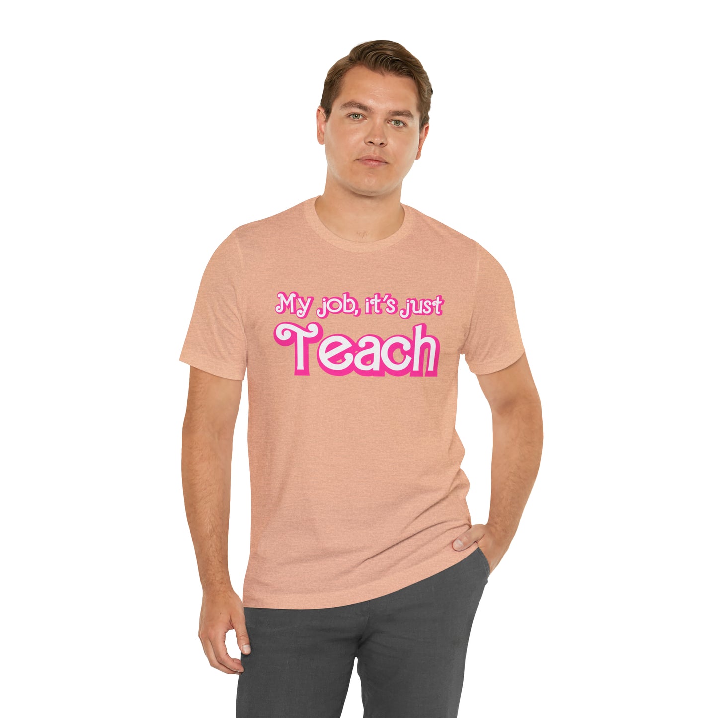 My Job is Just Teach Shirt, Pink Teacher Shirt, Trendy Teacher Shirt, Retro Back to school, Checkered Teacher Tee, Gifts For Teacher, T735