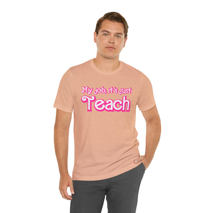 My Job is Just Teach Shirt, Pink Teacher Shirt, Trendy Teacher Shirt, Retro Back to school, Checkered Teacher Tee, Gifts For Teacher, T735