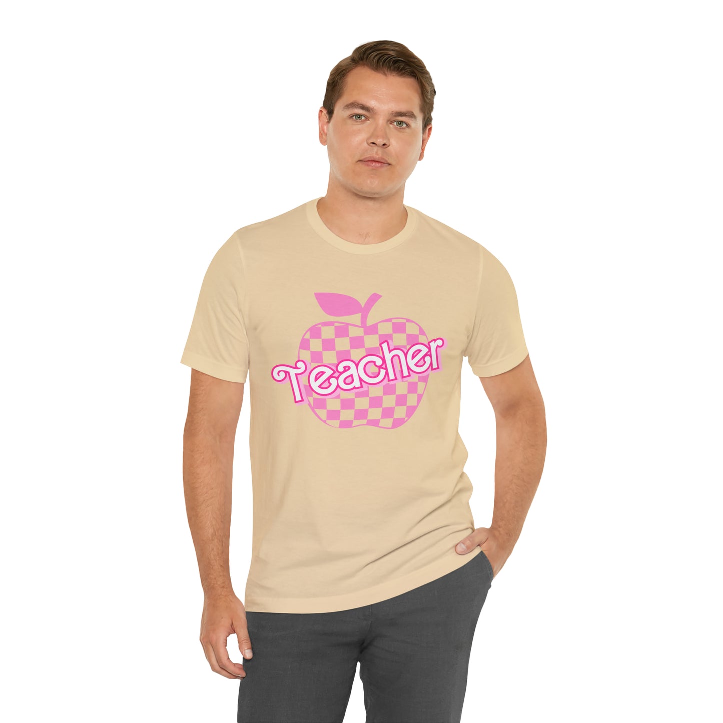 Pink Checkered Teacher Shirts, Trendy Teacher T Shirt, Retro Back to school, Teacher Appreciation, Apple Checkered Teacher Tee, T740