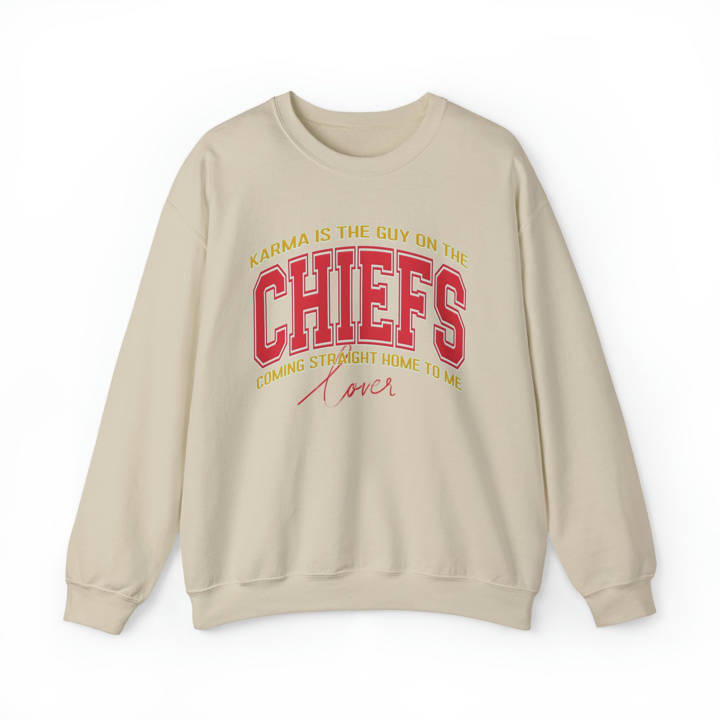 Karma Is The Guy On The Chiefs Sweatshirt, Crewneck Game Day Sweatshirt Football Sweatshirt, Coming straight home Sweatshirt, SW936