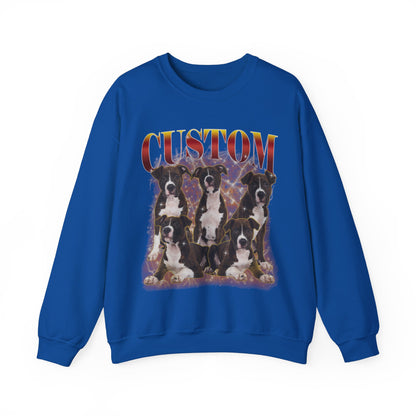 Custom Pet Vintage Washed Sweatshirt, Retro 90s Bootleg Rap Sweatshirt, Personalized Pet Photo Prints Sweatshirt, Ideal for Pet Lover, S1339