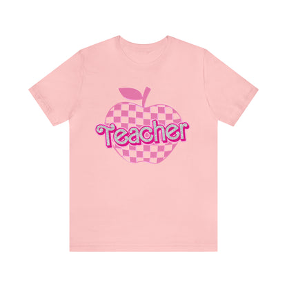 Teacher Shirt, Pink Teacher Shirts, Trendy Teacher Tshirt, Teacher Appreciation Checkered Teacher Tee, Gifts for Teachers, Teacher Era, T793