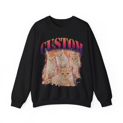 Retro Custom Cat Bootleg Tee, Custom Cat Sweatshirt, Custom Cat Lover Gift, Custom dog portrait, Vintage Funny Cat Sweatshirt, S1394