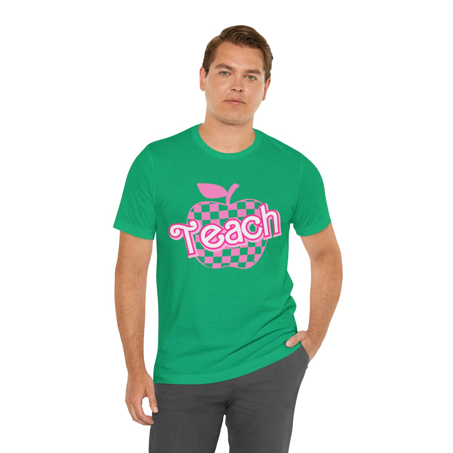 Pink Checkered Teacher Shirts, Trendy Teacher T Shirt, Retro Back to school, Teacher Appreciation, Apple Checkered Teacher Tee, T738