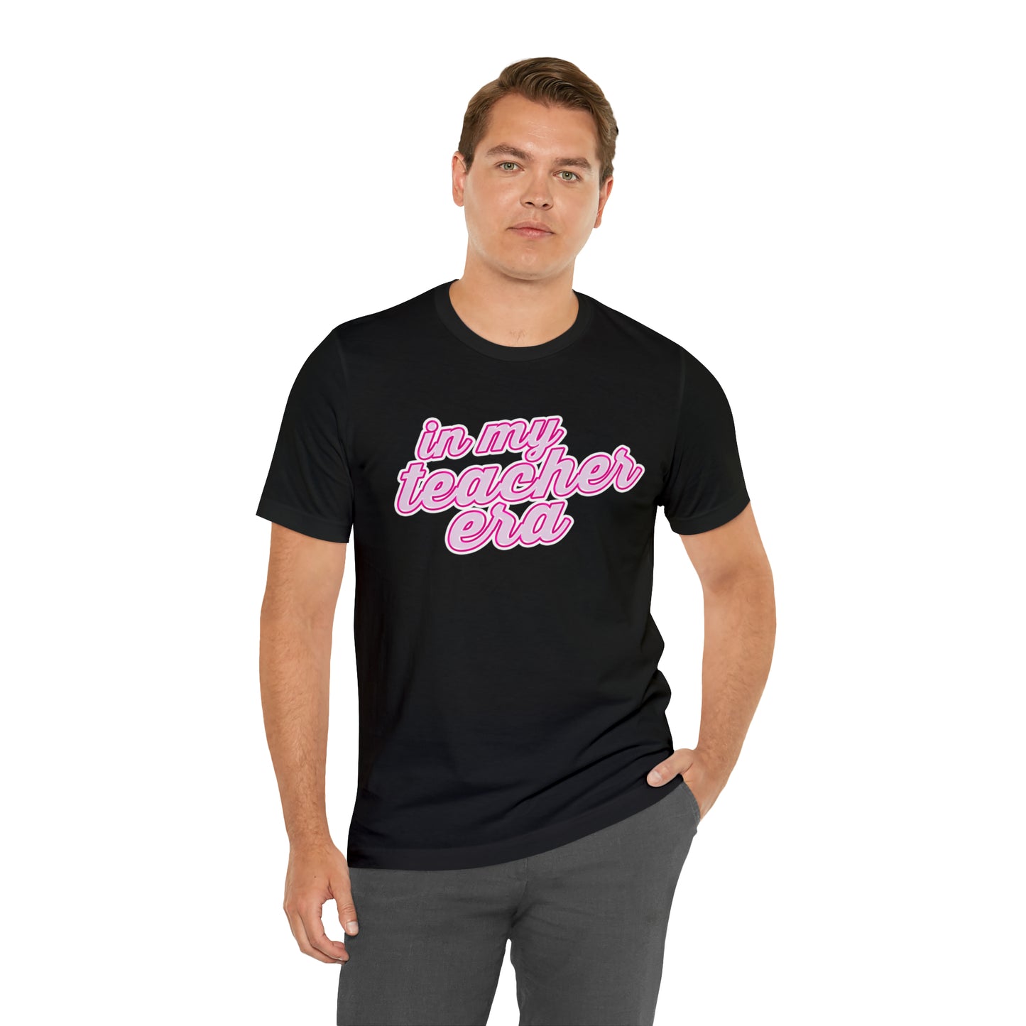 In My Teacher Era Shirt, 3D Teacher Pink Shirt, Teacher Shirts Trendy, Teacher Appreciation Checkered Teacher Tee, Gifts for Teachers, T781