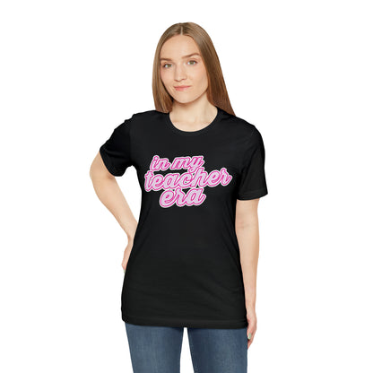 In My Teacher Era Shirt, 3D Teacher Pink Shirt, Teacher Shirts Trendy, Teacher Appreciation Checkered Teacher Tee, Gifts for Teachers, T781