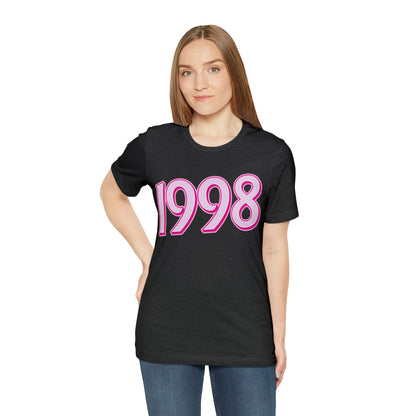 1998 Pink shirt for Lady Birthday Gift, 1998 Retro Number T shirt, 1998 Birthday Year Number shirt for Women, Pink Shirt For Women, T813
