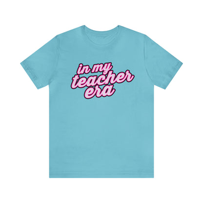 In My Teacher Era Shirt, 3D Teacher Pink Shirt, Teacher Shirts Trendy, Teacher Appreciation Checkered Teacher Tee, Gifts for Teachers, T781