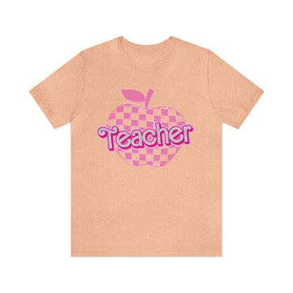 Teacher Shirt, Pink Teacher Shirts, Trendy Teacher Tshirt, Teacher Appreciation Checkered Teacher Tee, Gifts for Teachers, Teacher Era, T793