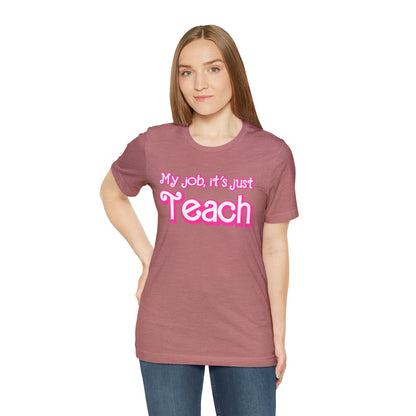 My Job is Just Teach Shirt, Pink Teacher Shirt, Trendy Teacher Shirt, Retro Back to school, Checkered Teacher Tee, Gifts For Teacher, T735