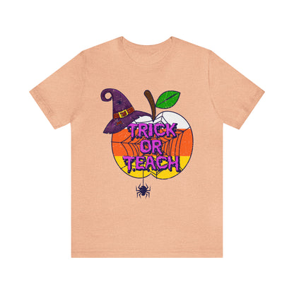Trick or Teach Cute Vintage Graphic Tee, Halloween Party Fall Shirts, Teacher Appreciation Gift, Retro Teacher Halloween Shirt, T755