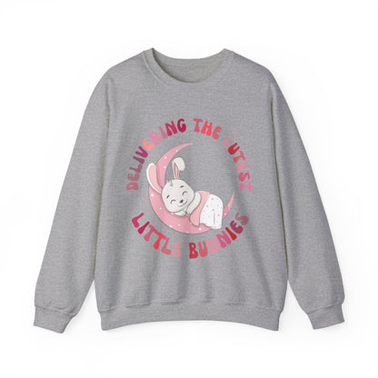 Delivering the Cutest Little Bunnies Sweatshirt, Labor and Delivery Easter Sweatshirt, L&D Shirt Catching Babies L and D Sweatshirt, S1551