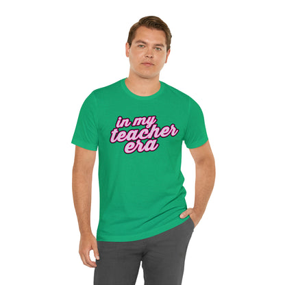 In My Teacher Era Shirt, 3D Teacher Pink Shirt, Teacher Shirts Trendy, Teacher Appreciation Checkered Teacher Tee, Gifts for Teachers, T781