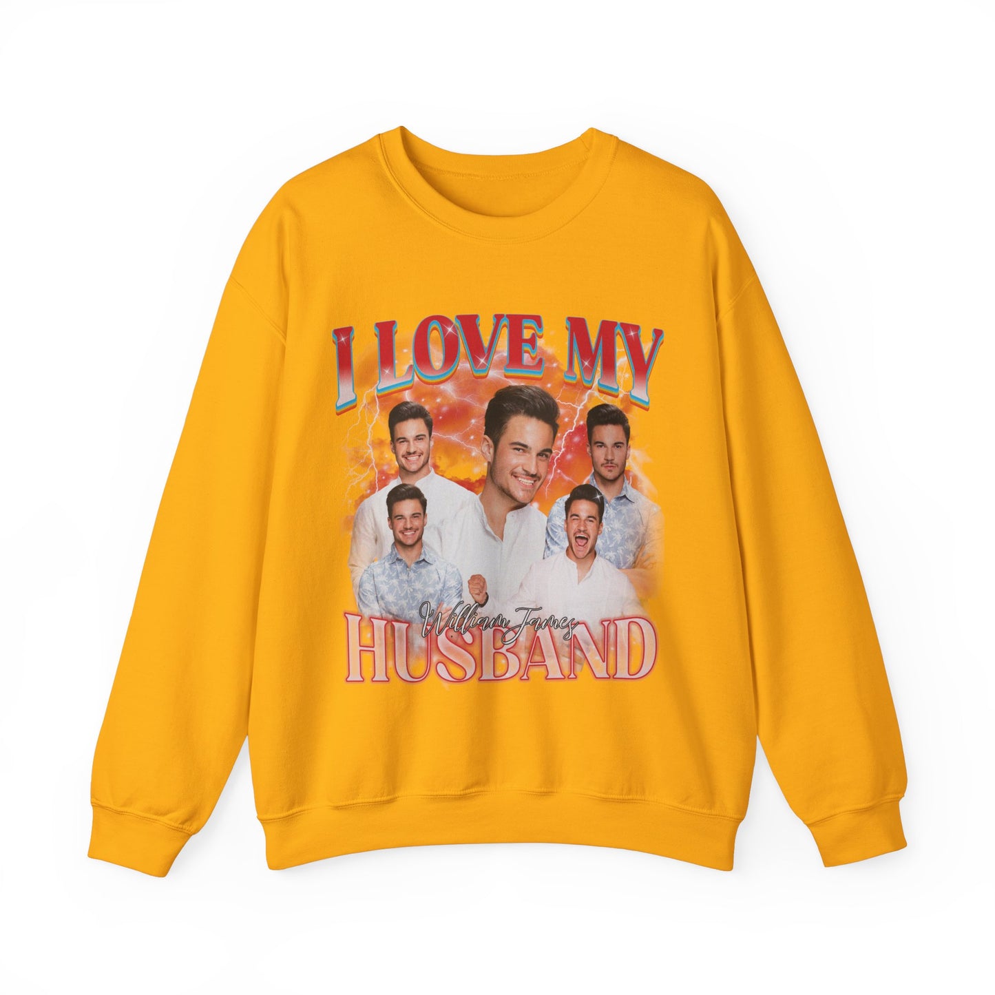 Custom I Love My Husband Sweatshirt, Customized Photo Bootleg Rap Tee, Valentine Matching Couple Sweatshirt, Custom Image Sweatshirt, SW1359