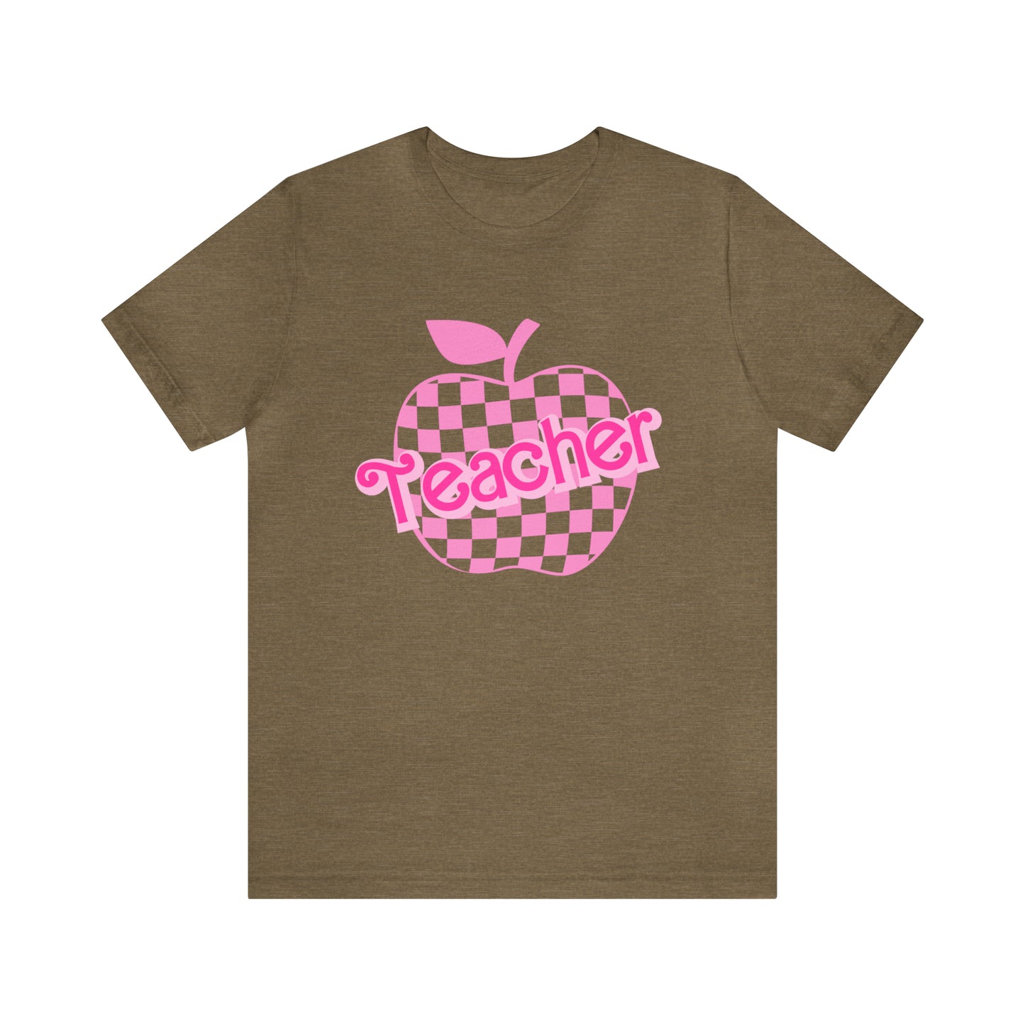 Pink Checkered Teacher Shirts, Trendy Teacher T Shirt, Retro Back to school, Teacher Appreciation, Apple Checkered Teacher Tee, T739