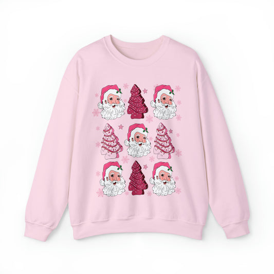 Christmas Tree Cake Sweatshirt, Pink Santa Sweatshirt, Funny Holiday Pullover, Retro Hippy Santa Shirt, Preppy Christmas Sweatshirt, SW926