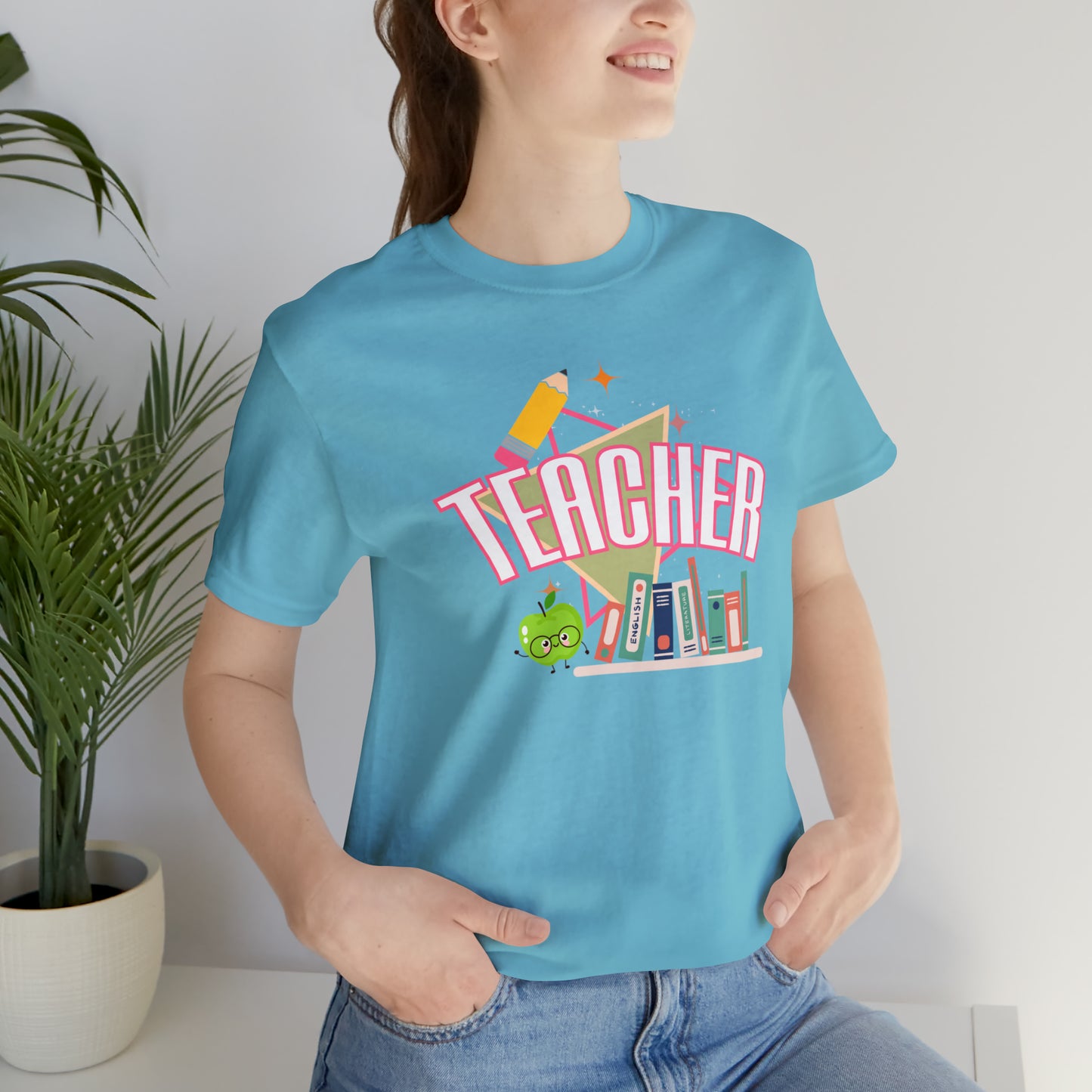 Pink Teacher Shirt, colorful teacher shirt, Teacher shirt, 90s shirt, 90s teacher shirt, colorful school shirt, T541