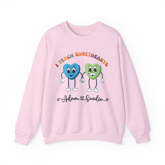Personalized Teach Sweethearts Valentines Day Sweatshirt, Custom Teacher Valentine Day Sweatshirt for Teachers, Gift for Hearts Day, SW1275