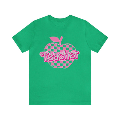 Teacher Shirt, Pink Teacher Shirts, Trendy Teacher Tshirt, Teacher Appreciation Checkered Teacher Tee, Gifts for Teachers, Teacher Era, T793