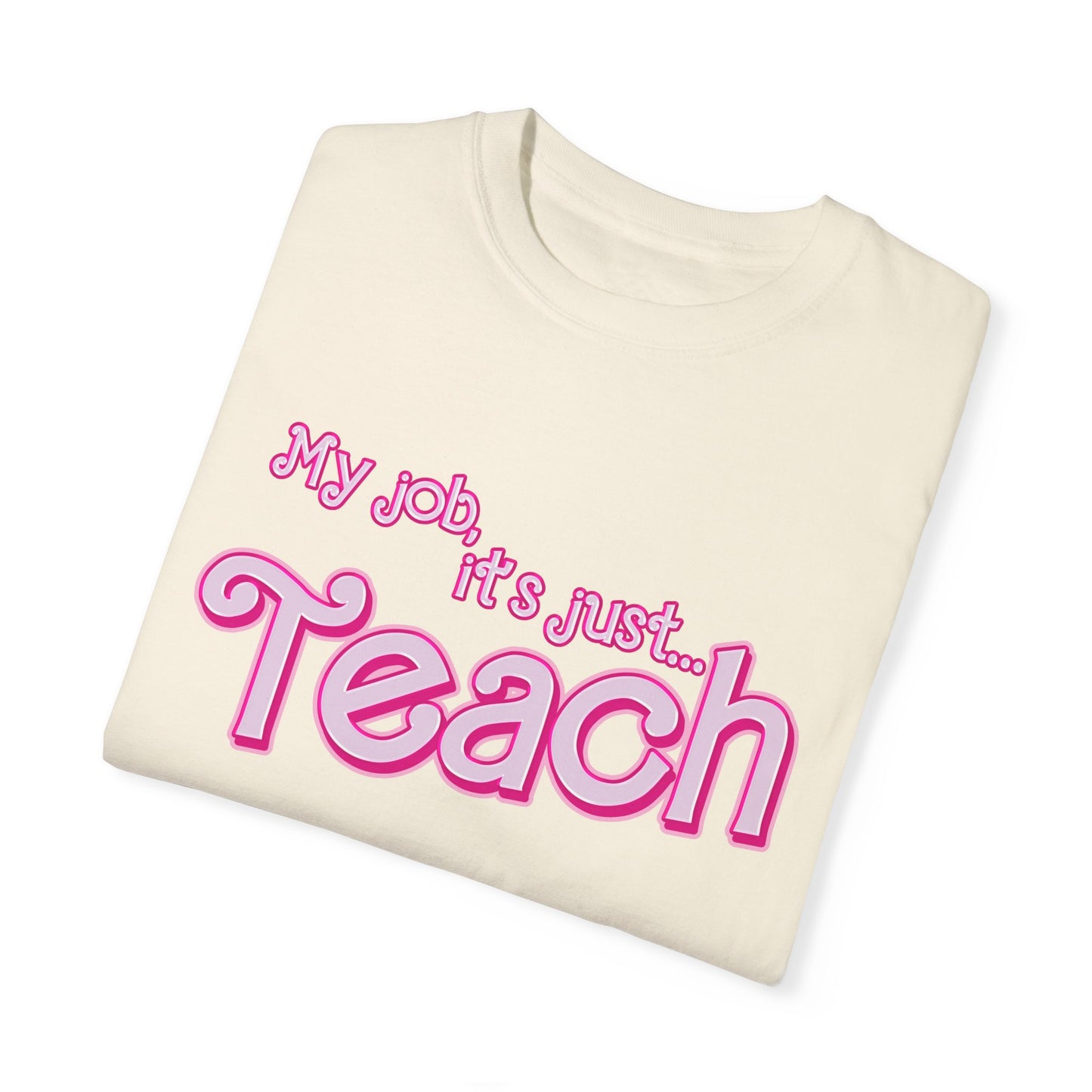 My Job is Teach Shirt, 3D Text Printer Pink Teacher Shirts, Trendy Teacher T Shirt, Retro Back to school, Teacher Appreciation, CC804