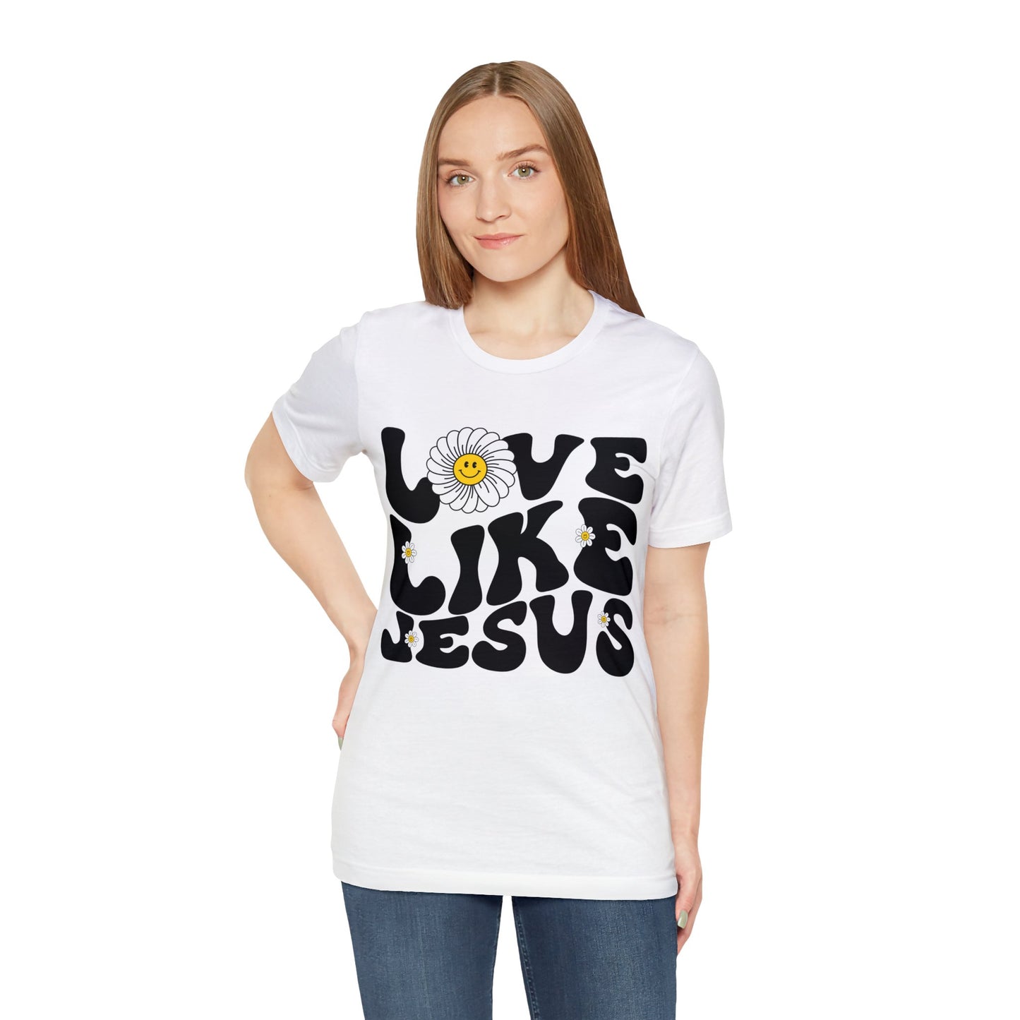 Retro Love Like Jesus Shirt, Cute Jesus Shirt, Women's Christian Clothing, Unisex Crewneck Christian Shirt, T851