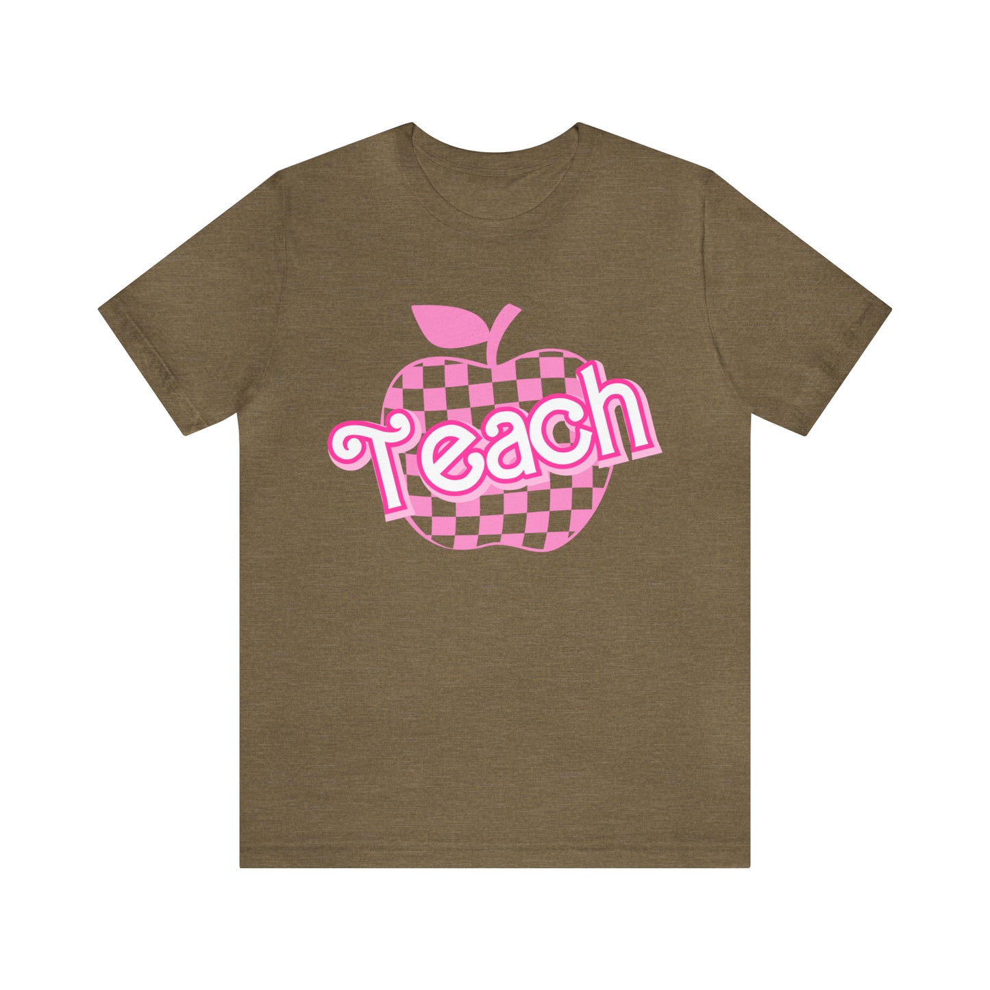 Pink Checkered Teacher Shirts, Trendy Teacher T Shirt, Retro Back to school, Teacher Appreciation, Apple Checkered Teacher Tee, T738