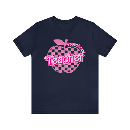 Preschool Teacher Shirt, Pink Teacher Shirts, Trendy Teacher Tshirt, Teacher Appreciation Checkered Teacher Tee, Gifts for Teachers, T798