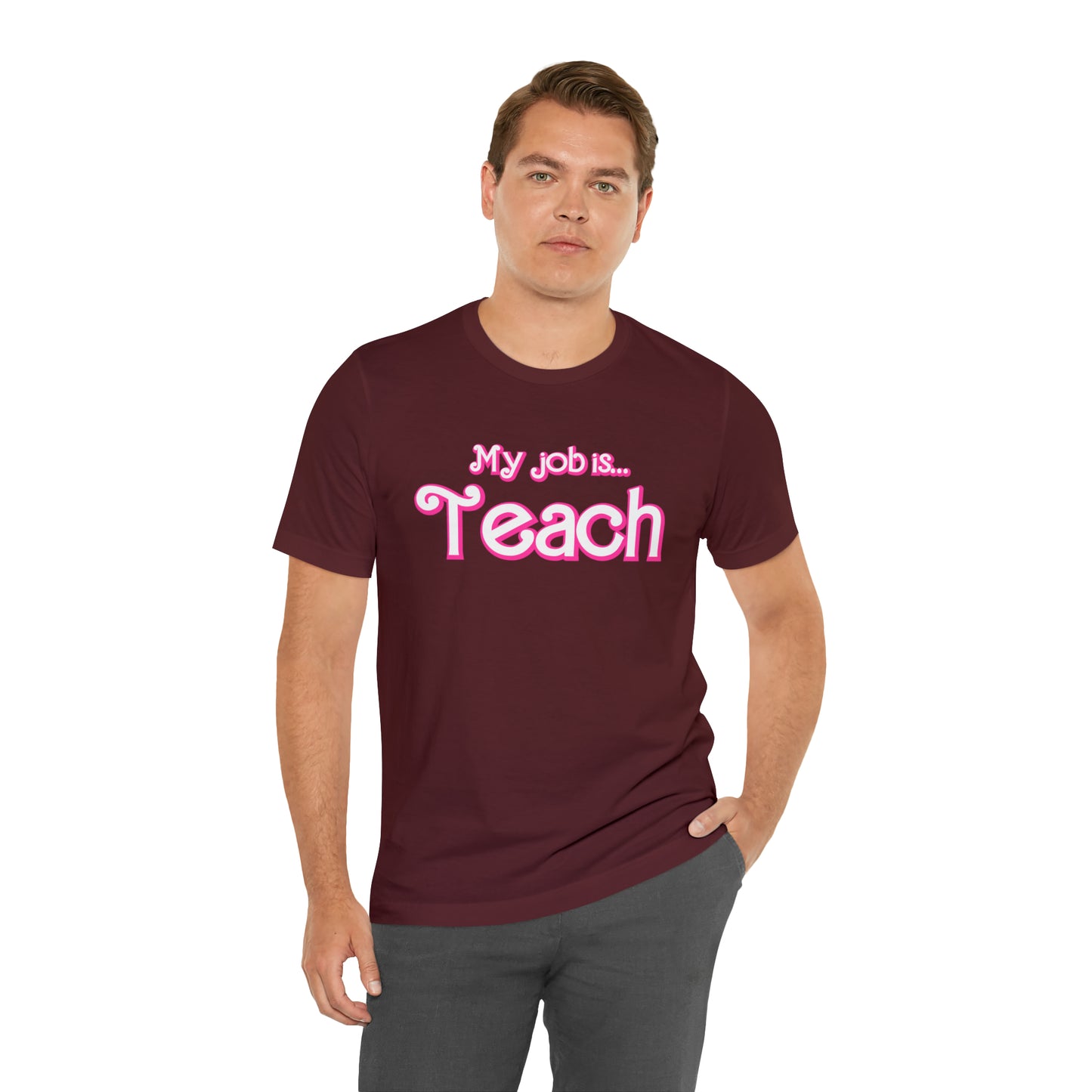 My Job is Teach Shirt, Pink Teacher Shirts, Trendy Teacher T Shirt, Retro Back to school, Teacher Appreciation, Checkered Teacher Tee, T734