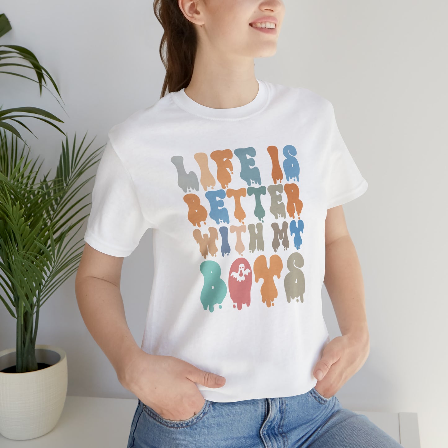 Cute Boy Mom Shirt for Birthday Gift for Mom, Life is better with my boys Shirt for Halloween Gift, T309