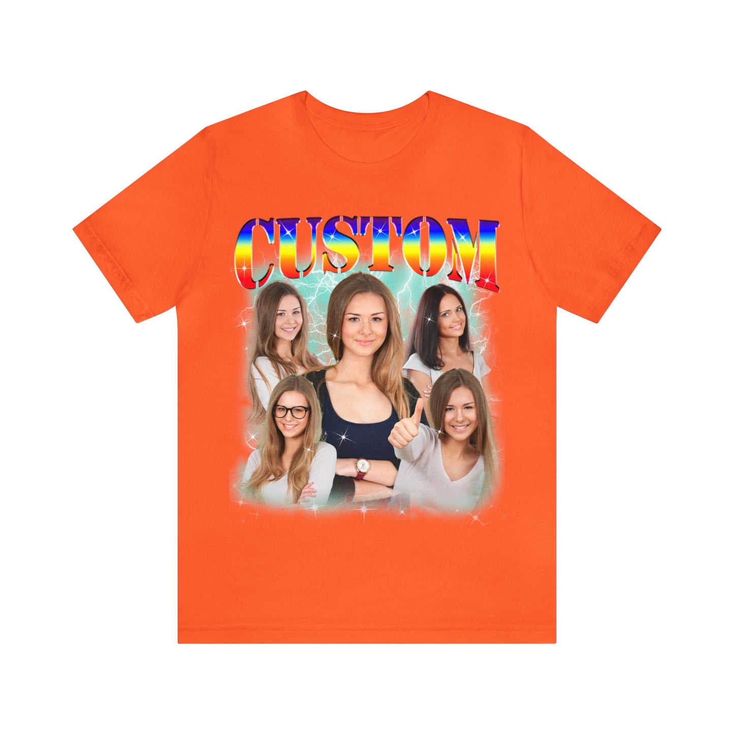 Custom Photo Bootleg Girlfriend Rainbow 90s Retro Vintage T-Shirt, Shirt with Face for Boyfriend Birthday Gift, Pictures Bootleg Tee, T1526