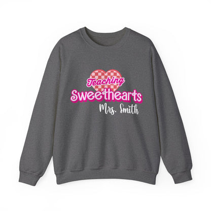 Personalized Teaching Sweethearts Valentines Day Sweatshirt, Teacher Valentine's Day Sweatshirts Teachers, Gift Sweater Hearts Day, S1274